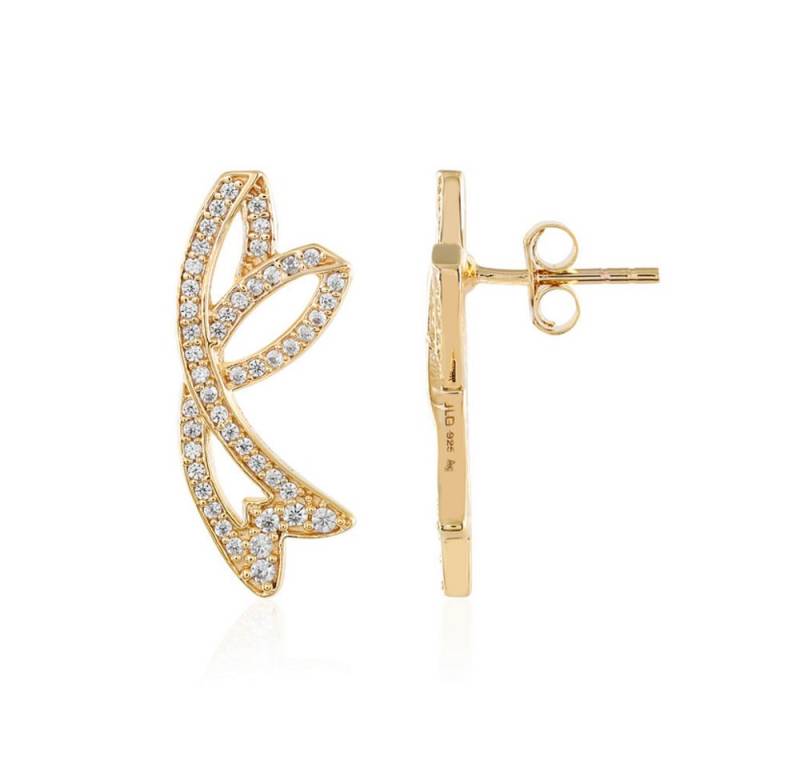 Cavill Ohrring-Set Cavill 0,80 ct Pavé Zirkonia Blatt Ohrringe, 925 Silber vergoldet (2-tlg) von Cavill