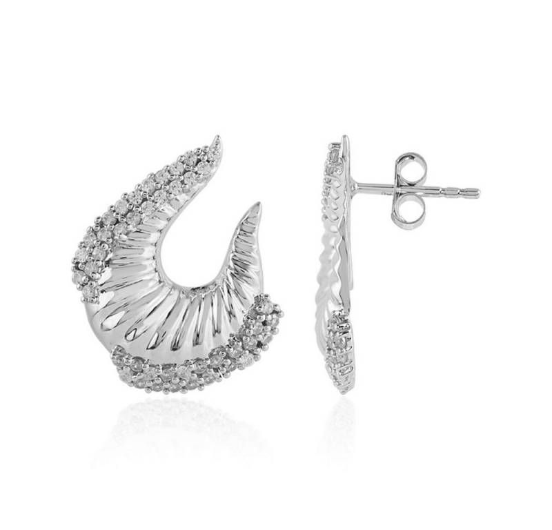 Cavill Ohrring-Set Cavill Ohrstecker Zirkon 1,28 ct platinierter 925 Silber Halbmond (2-tlg) von Cavill