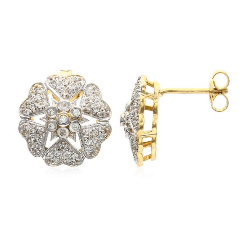 Cavill Ohrring-Set Zirkon Damen Ohrringe, 925er Sterlingsilber vergoldet, 0,80 ct floral (2-tlg) von Cavill