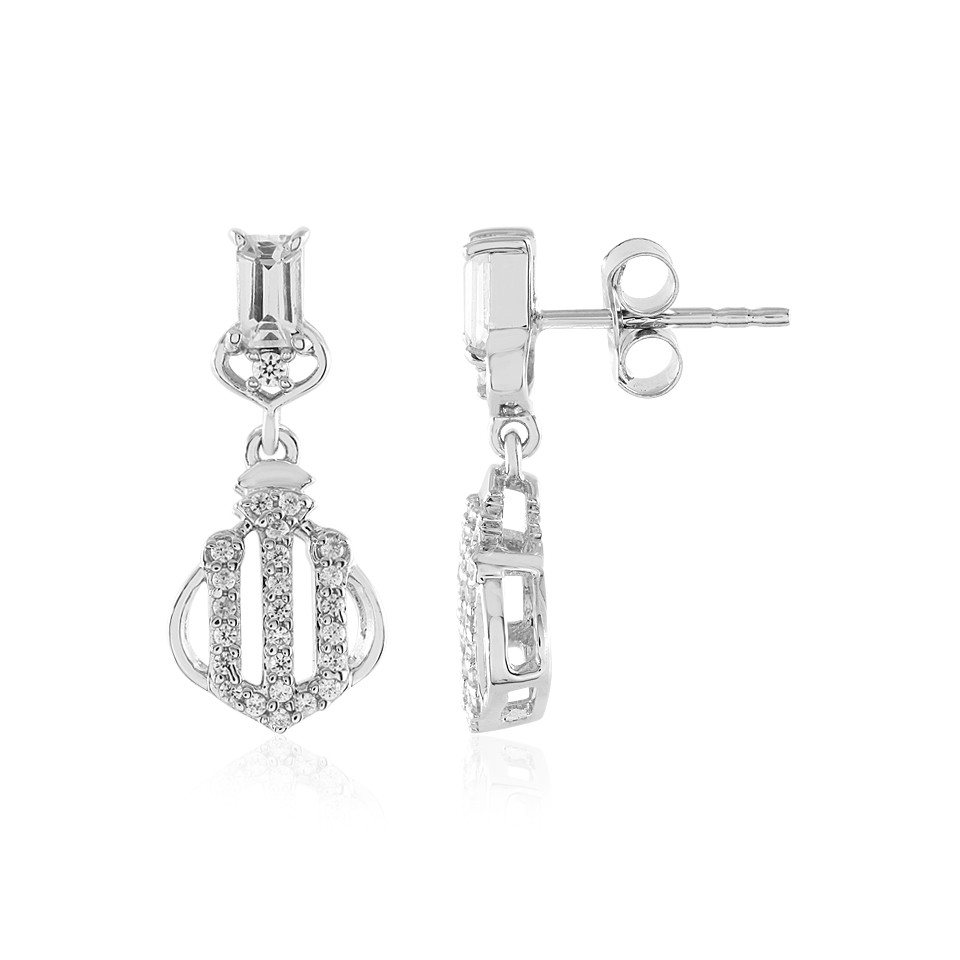 Cavill Ohrring-Set Cavill Damenohrringe 0,55 ct weißer Saphir, platinierte Silber (2-tlg) von Cavill