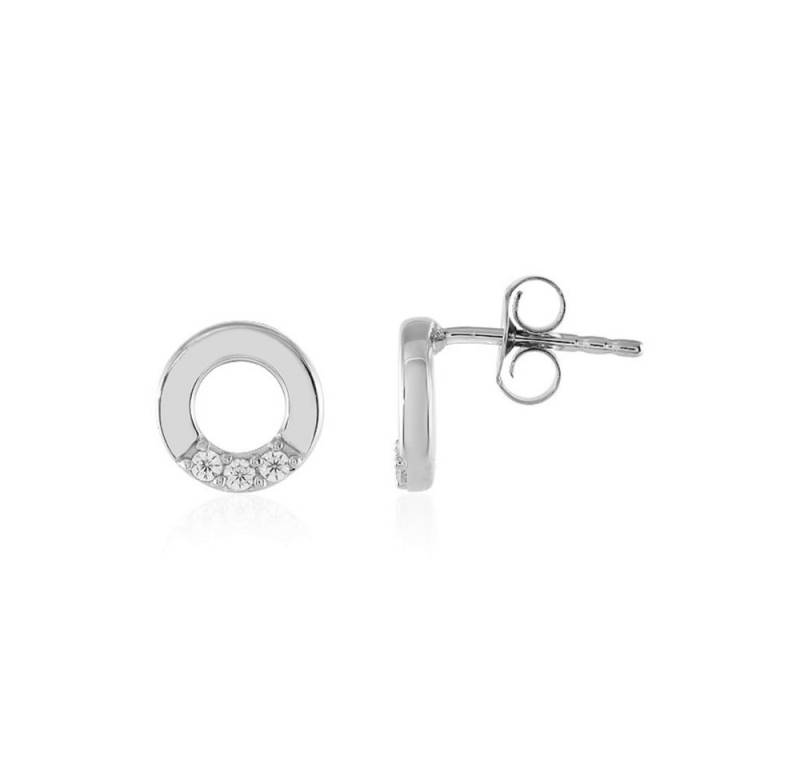 Cavill Ohrring-Set Cavill platinierte Silberohrringe Damen, 0,20 ct Zirkon, 9 mm rund (2-tlg) von Cavill
