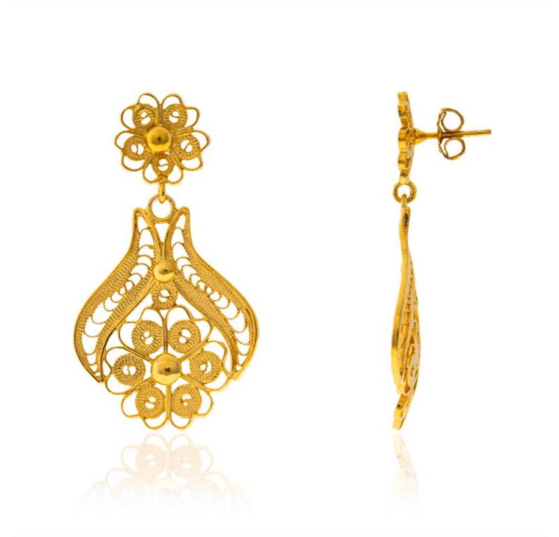 Cavill Ohrring-Set Elegante 925 Sterling Silber Ohrringe, vergoldet, 43 mm floral (2-tlg) von Cavill