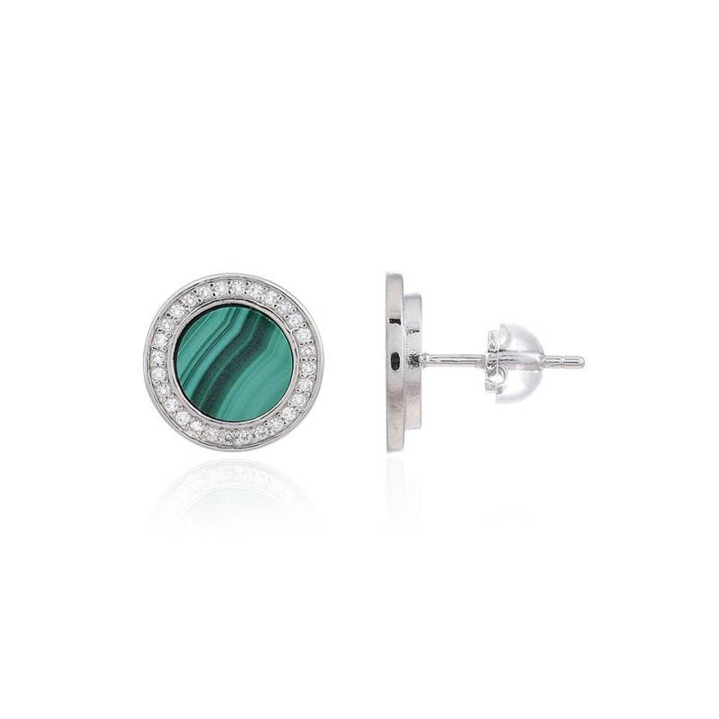 J Classics Ohrring-Set Schicke Malachit & Weißer Topas Silber Ohrstecker, 4,05ct (2-tlg) von J Classics