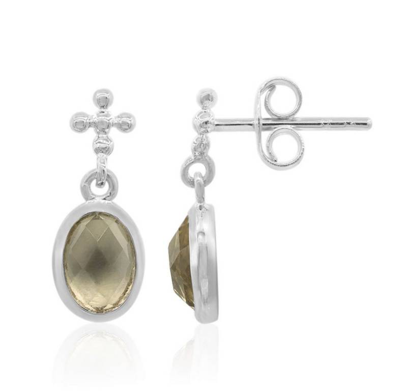 Cavill Ohrring-Set Cavill Ohrringe Damen 1,2 ct Olivenquarz Schachbrett 925 Silber (2-tlg) von Cavill