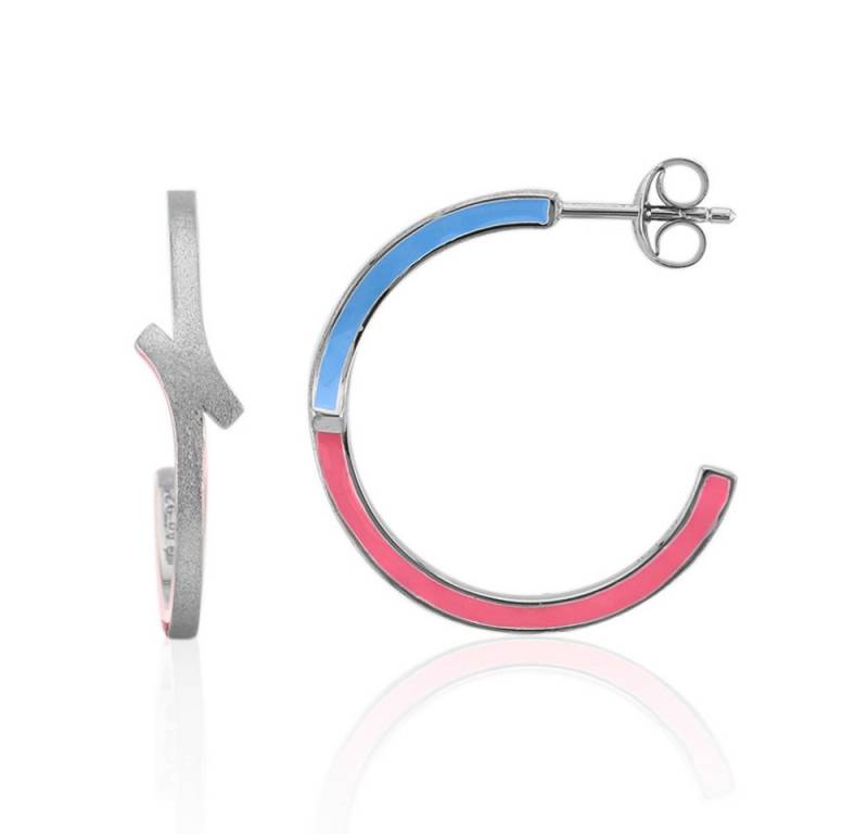 Cavill Ohrring-Set Cavill Creolen 925 Sterlingsilber blau-rosa platinierte Damen (2-tlg) von Cavill