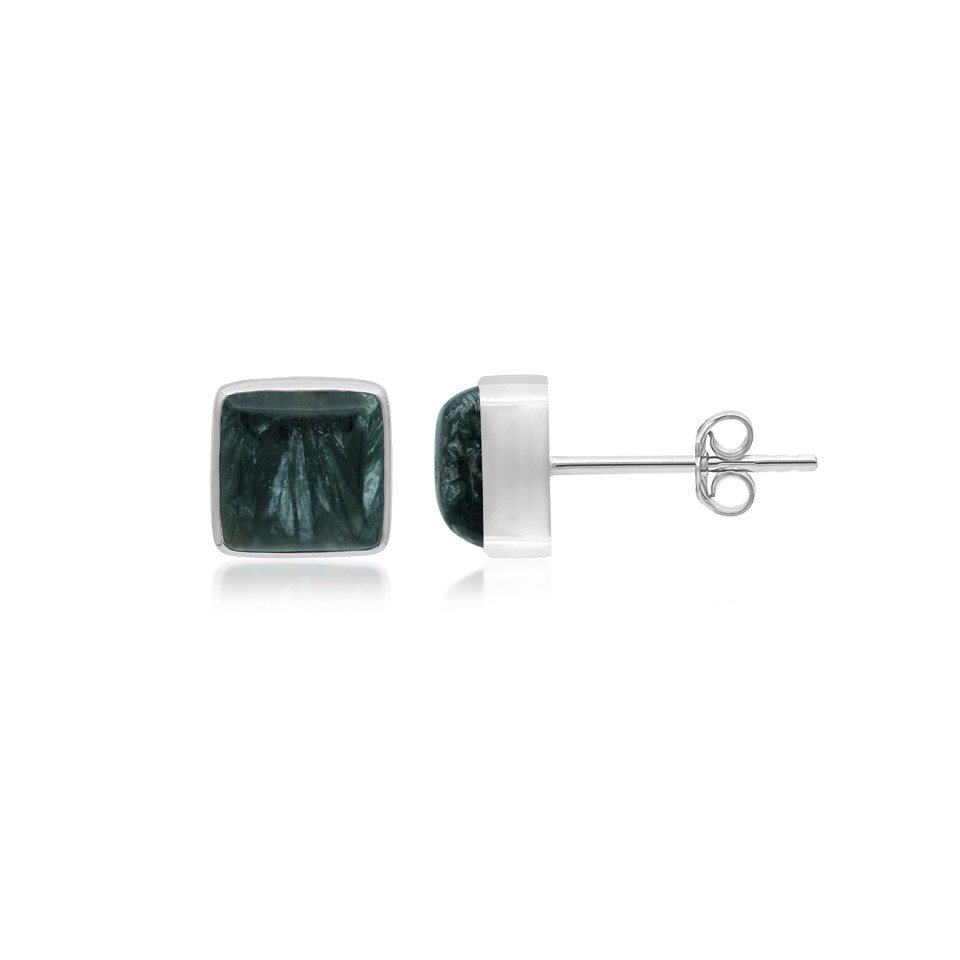 Cavill Ohrring-Set Russische Seraphinit-Kugelbohrer, platiniertes Silber (2-tlg) von Cavill