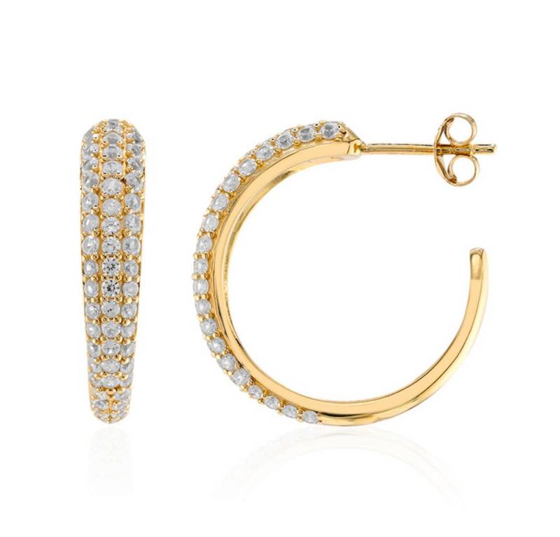 Cavill Ohrring-Set Cavill Creolen Damen 925 Silber vergoldet, 2,675 ct Zirkon, 25 mm (2-tlg) von Cavill