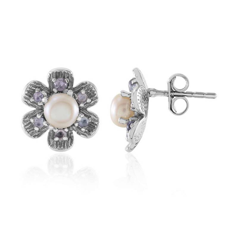 Cavill Perlenohrringe Sterlingsilber Ohrringe Damen mit Süßwasserperlen & 0,54 ct Tansanit (2-tlg) von Cavill