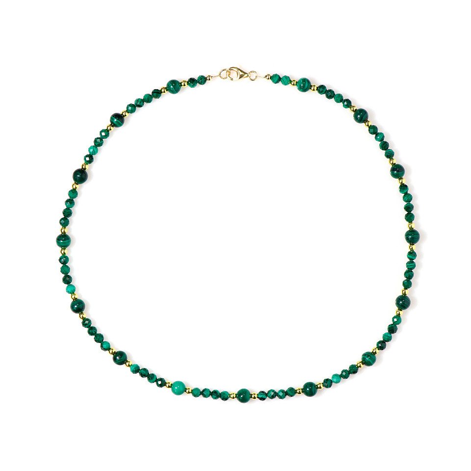 Cavill Silberkette Goldene Hämatit & Malachit Perlenkette, 86,48 ct (1-tlg) von Cavill