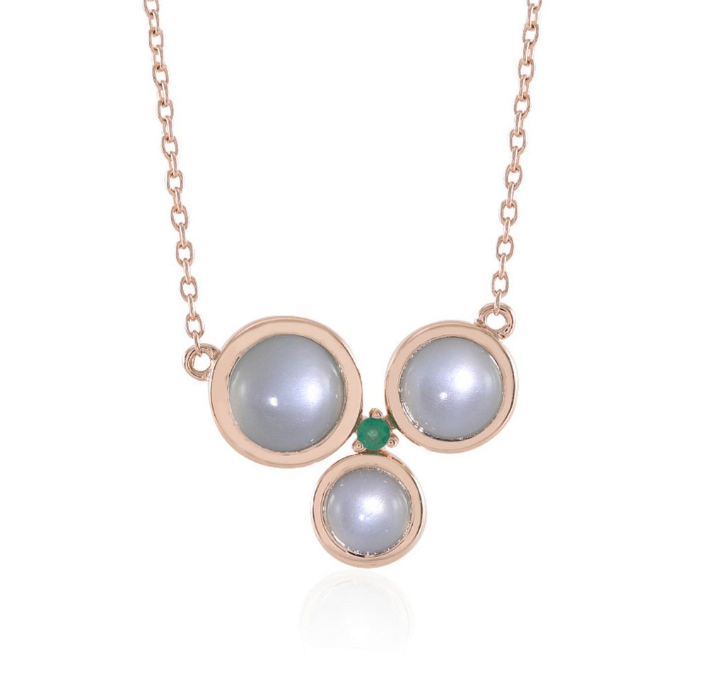 Cavill Silberkette Collier 925 Sterlingsilber rosévergoldet, 2,82 ct Mondstein & Smaragd (1-tlg) von Cavill