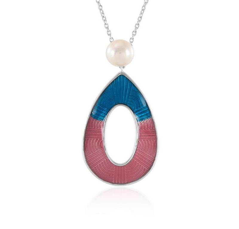 Cavill Silberkette Cavill Silber Kette mit Süßwasserperle & blau-rosa Anhänger 45,5 cm (1-tlg) von Cavill