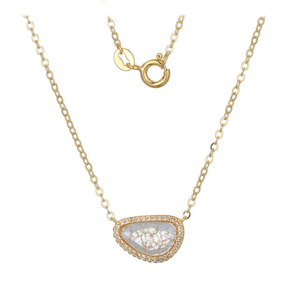 Cavill Silberkette Quarzcollier 1,62 ct & Topas, 925er Silber vergoldet, Tropfen 45cm (1-tlg) von Cavill