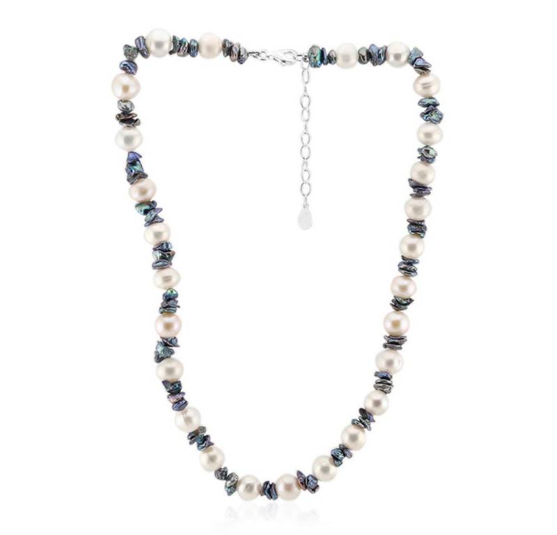 Cavill Silberkette Cavill Süßwasserzuchtperlen-Kette, 8 mm fancy Perlen, 925 Silber (1-tlg) von Cavill