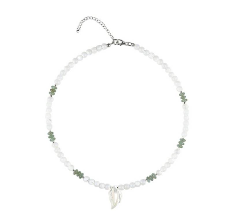 Cavill Silberkette Cavill Silberkette 925 Perlmutt, Nephrit grün, verstellbar 45-51 cm (1-tlg) von Cavill