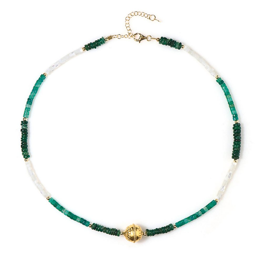 Cavill Silberkette Cavill Halskette 925er Silber vergoldet, grün Aventurin 49,86 ct (1-tlg) von Cavill