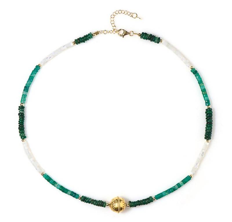 Cavill Silberkette Cavill Halskette 925er Silber vergoldet, grün Aventurin 49,86 ct (1-tlg) von Cavill