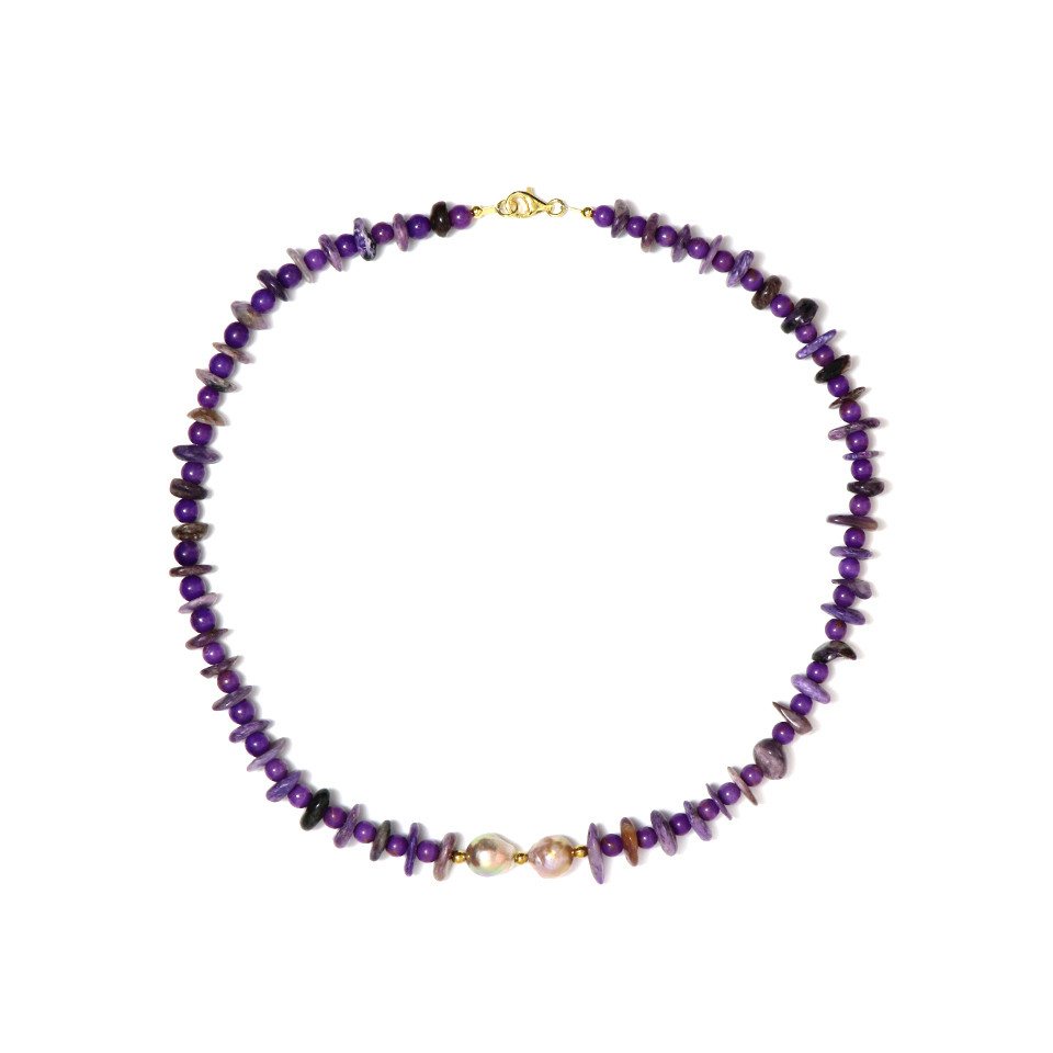 Cavill Silberkette Charoite Perle Vergoldetes Silber Collier (1-tlg) von Cavill