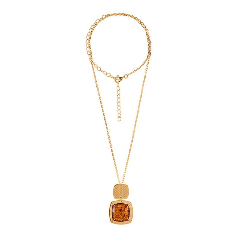 Cavill Silberkette Baltic Cognac-Bernstein 3,5 ct, 925er Silber vergoldet, verstellbar (1-tlg) von Cavill