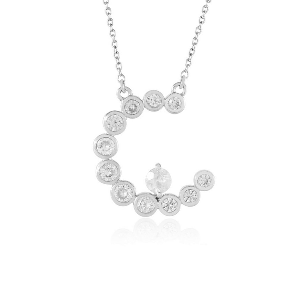 Cavill Silberkette Cavill Zirkoncollier 1,59 ct Silber 925, platinierter Halbmond (1-tlg) von Cavill