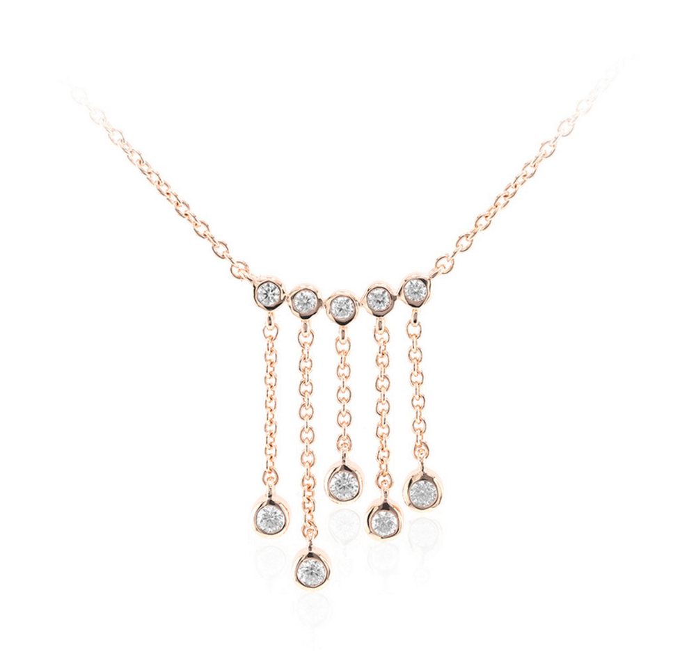 Cavill Silberkette Cavill Zirkon Silbercollier 0,65 ct rosévergoldet, feminine Eleganz (1-tlg) von Cavill