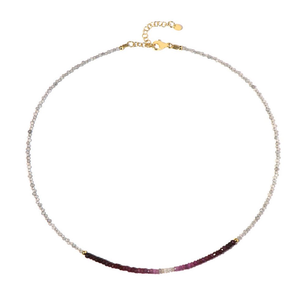 Cavill Silberkette Cavill Silberhalskette 925 vergoldet 19,03 ct Rubin & Labradorit (1-tlg) von Cavill