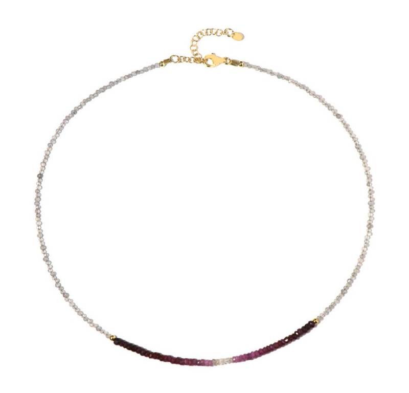 Cavill Silberkette Cavill Silberhalskette 925 vergoldet 19,03 ct Rubin & Labradorit (1-tlg) von Cavill