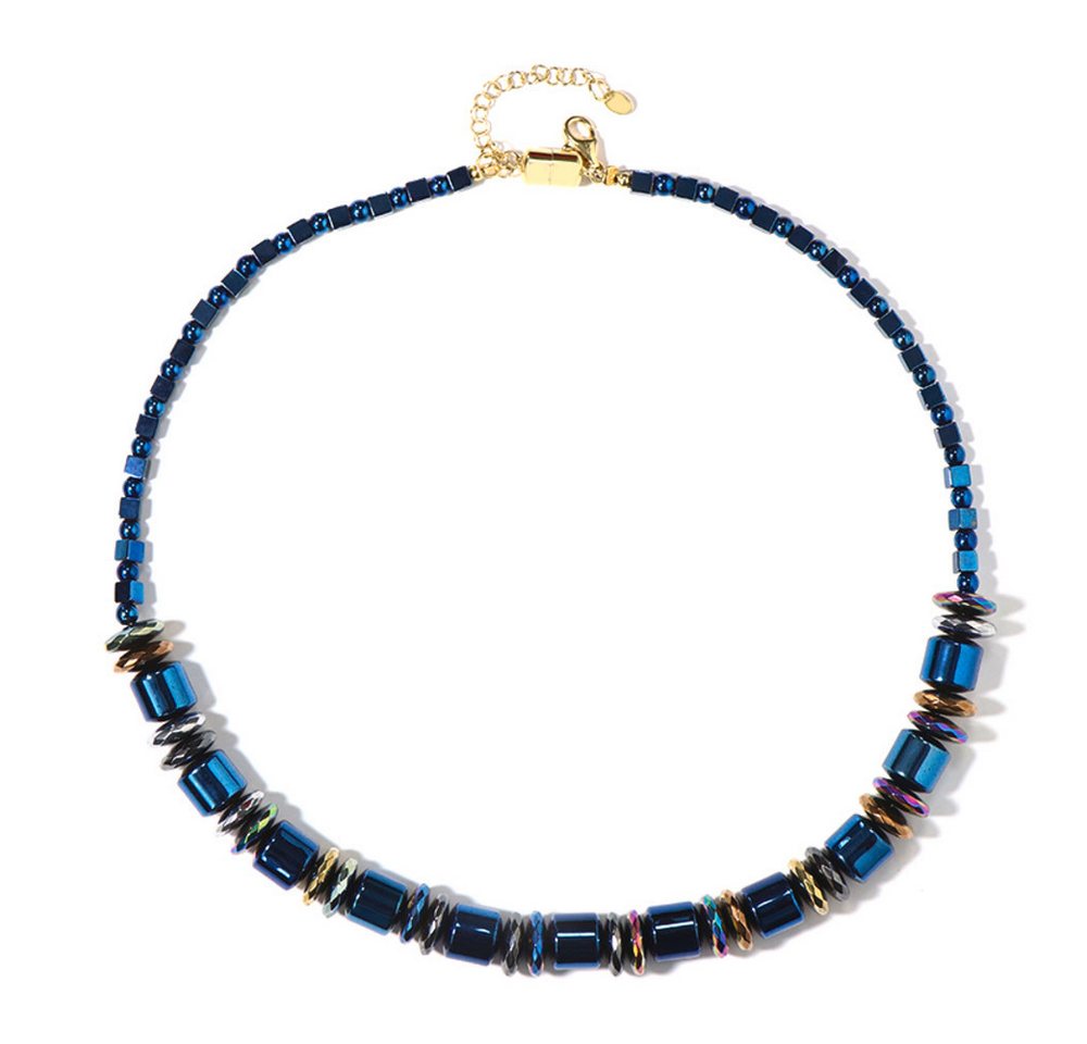 Cavill Silberkette Cavill Hämatit Silberkette 11,75 ct vergoldet mit blauen Perlen (1-tlg) von Cavill