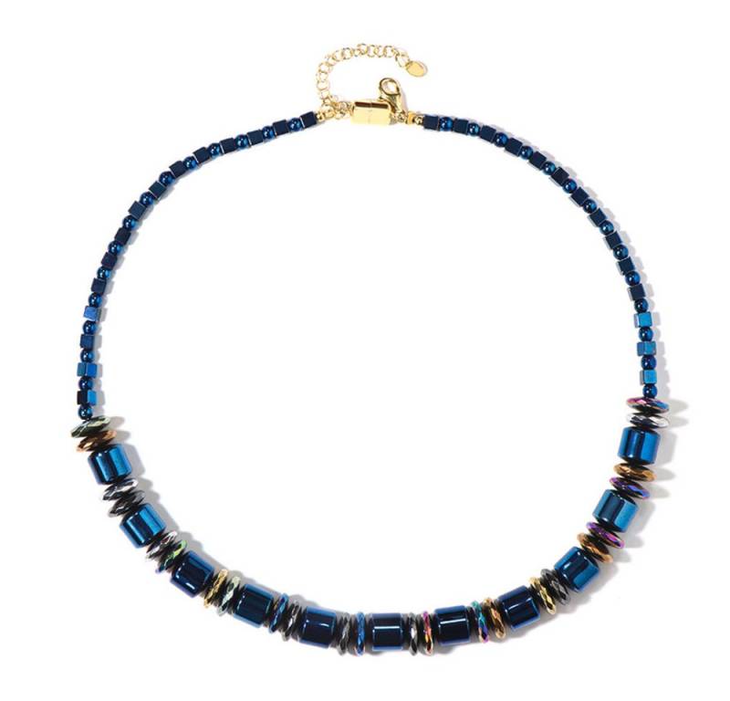 Cavill Silberkette Cavill Hämatit Silberkette 11,75 ct vergoldet mit blauen Perlen (1-tlg) von Cavill