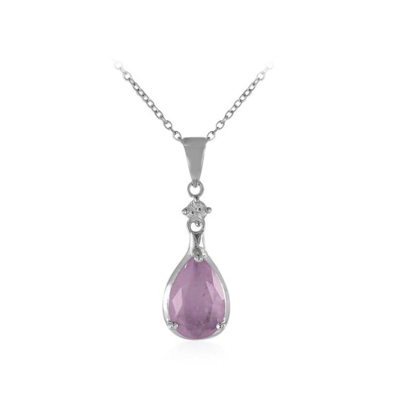 J Classics Silberkette Purpurfarbener Pastell-Quarz-Silberhalskette von J Classics