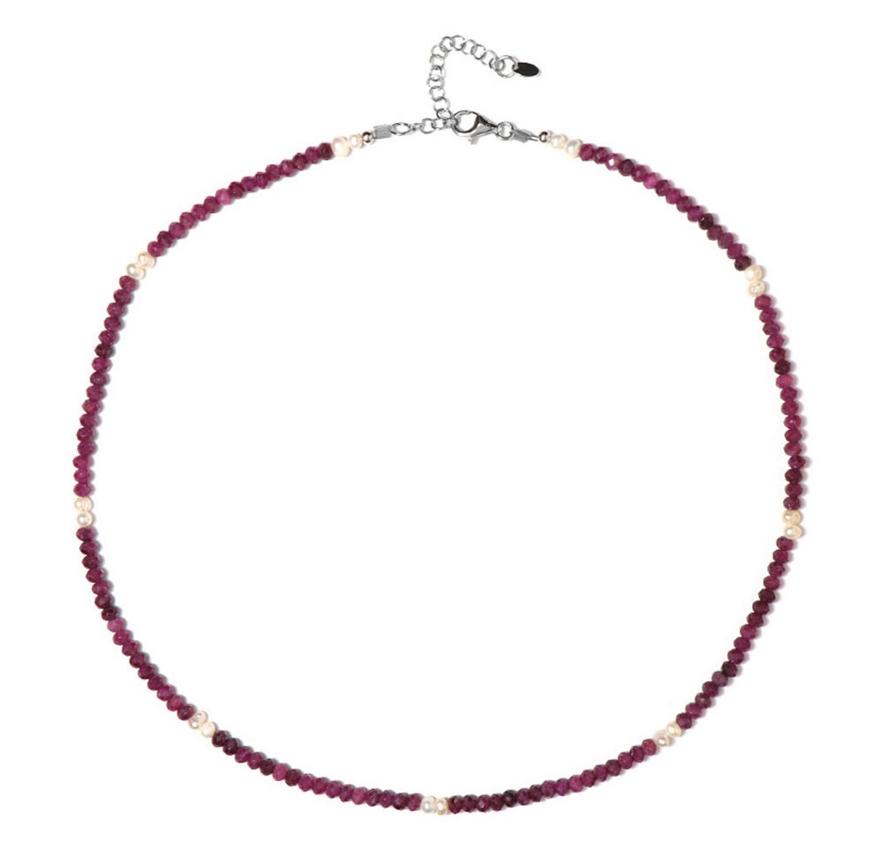 Cavill Silberkette Cavill Silberkette 50,4 ct Rubine & weiße Süßwasserperlen 925 (1-tlg) von Cavill