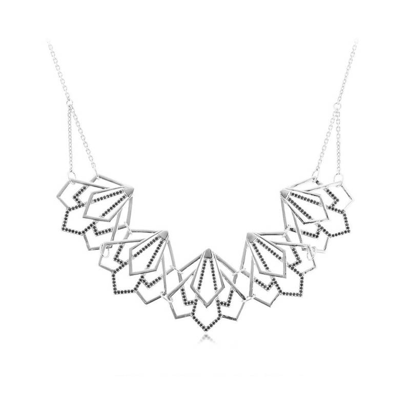 J Classics Silberkette Schwarzer Spinell-Silbercollier von J Classics