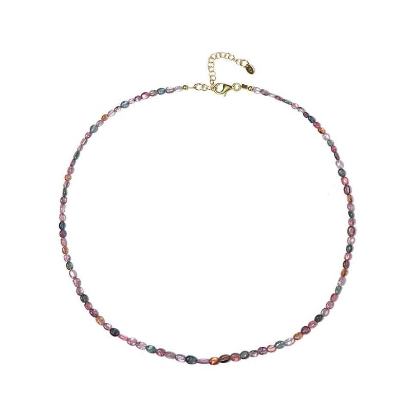 Cavill Silberkette Multicolor Tansanischer Spinell Perlenkette, vergoldetes Silber (1-tlg) von Cavill