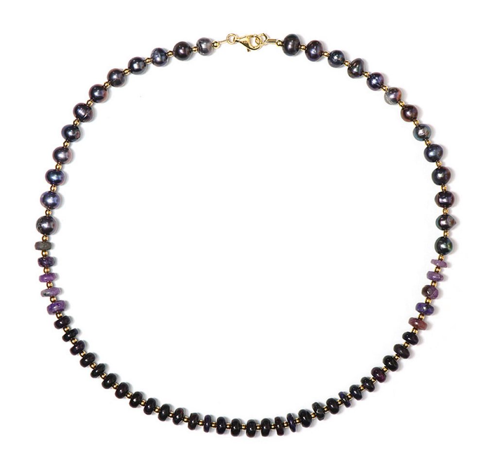 Cavill Silberkette Cavill 925er Silber Halskette, vergoldet, 71,15 ct Sugilith & Hämatit (1-tlg) von Cavill