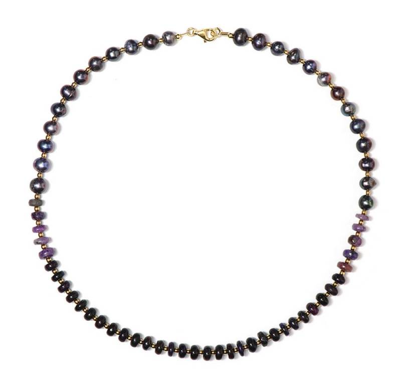 Cavill Silberkette Cavill 925er Silber Halskette, vergoldet, 71,15 ct Sugilith & Hämatit (1-tlg) von Cavill