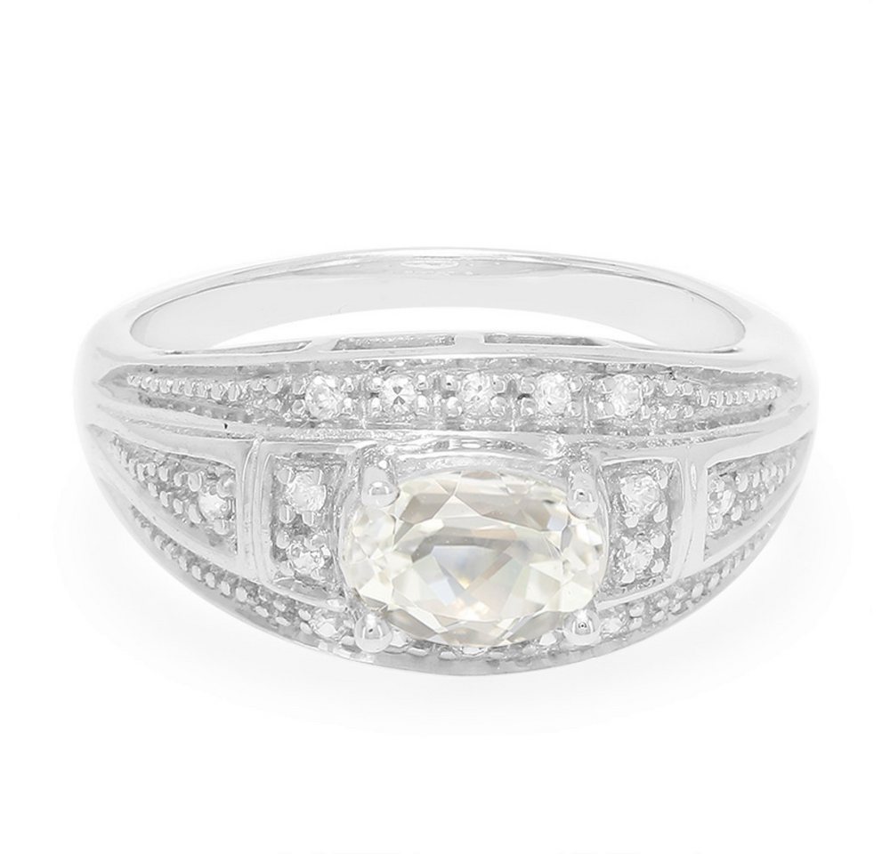 Cavill Silberring Cavill Ring Sterlingsilber 925, 1,02 ct Kunzit gelb, 16 Zirkone (1-tlg) von Cavill