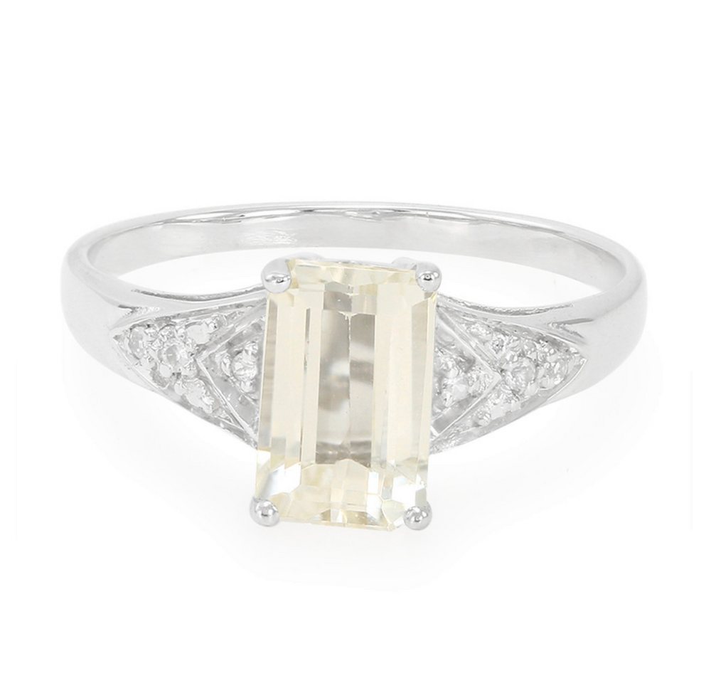 Cavill Silberring Kanariengelber Kunzit Ring, 1,04 ct, 925 Sterling Silber, Zirkone (1-tlg) von Cavill