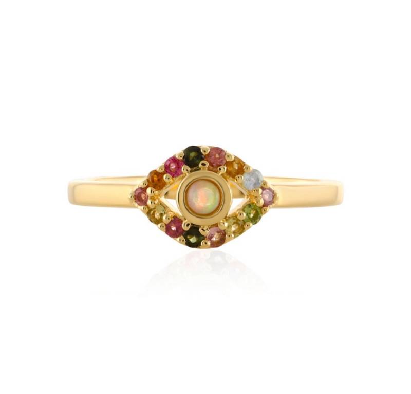 Cavill Silberring Welo-Opal Ring 0,40 ct, vergoldet, 925 Silber, bunte Turmaline (1-tlg) von Cavill