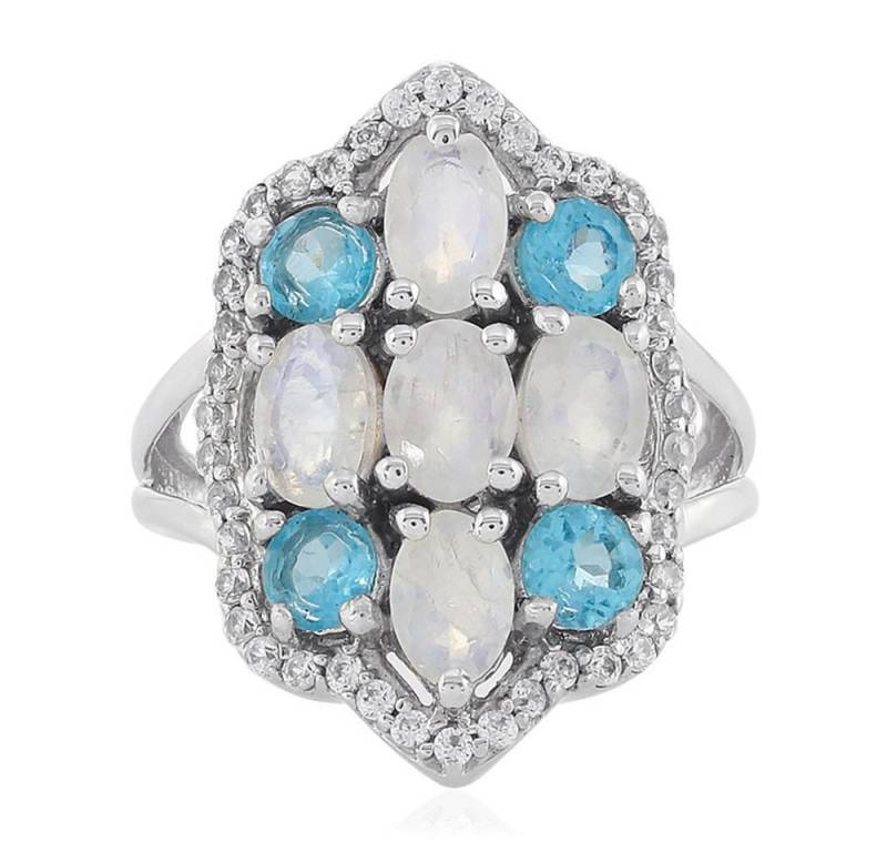 Cavill Silberring Cavill Ring Sterlingsilber mit 5 Mondsteinen 2,16 ct & 4 Apatiten (1-tlg) von Cavill