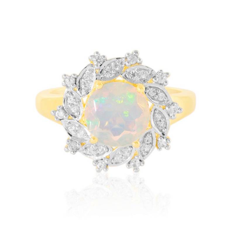 Cavill Silberring Welo-Opal Damenring 1,06 ct, vergoldet, 925 Sterling Silber (1-tlg) von Cavill