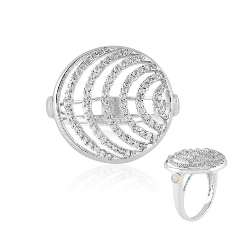 Cavill Silberring Cavill Ring Sterlingsilber, platiniert, Welo-Opal 0,14 ct, Zirkon (1-tlg) von Cavill