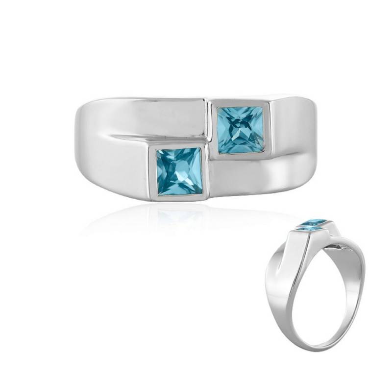 Cavill Silberring Cavill Ring aus platinertem 925er Silber mit 1,89 ct blauen Zirkonen (1-tlg) von Cavill