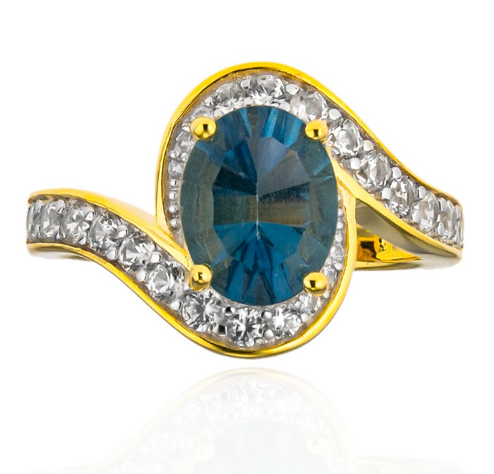 Cavill Silberring Cavill Ring aus 925er Silber vergoldet mit 2,71 ct Fluorit petrol (1-tlg) von Cavill