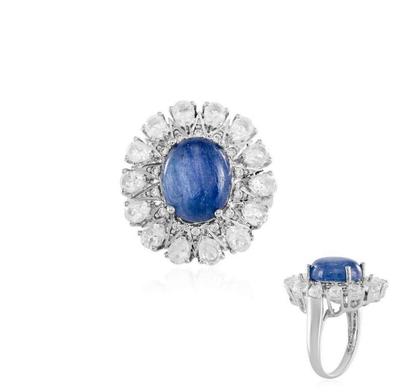 Cavill Silberring Cavill Ring 925er Silber plattiert 6,39 ct blauer Kyanit Halo (1-tlg) von Cavill