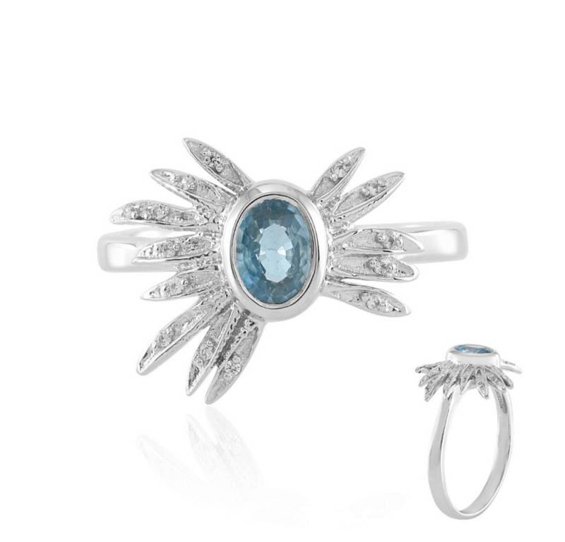 Cavill Silberring Cavill Silberring 1,19 ct Zirkon Oval Halo-Design 925 Platin (1-tlg) von Cavill