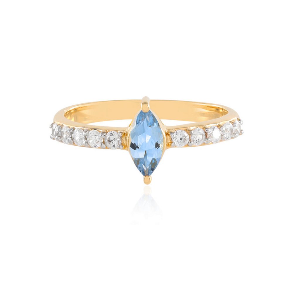 Cavill Silberring Cavill Ring aus 925 Sterling, vergoldet, 0,39 ct Aquamarin & Zirkon (1-tlg) von Cavill