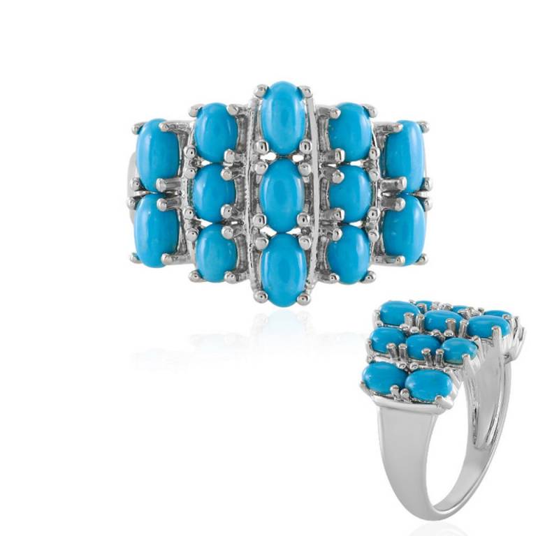 Cavill Silberring Sleeping Beauty Türkisring 2,389 ct, platin. 925 Silber, oval (1-tlg) von Cavill