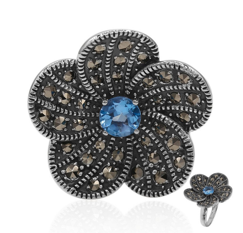 Cavill Silberring Cavill Ring Sterlingsilber Damen 0,56 ct Blautopas Vintage floral (1-tlg) von Cavill