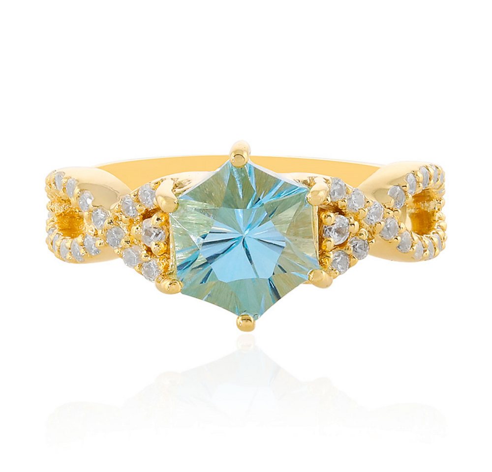 Cavill Silberring Cavill Ring Himmelblauer Topas 1,94 ct Vergoldet 925 Silber (1-tlg) von Cavill