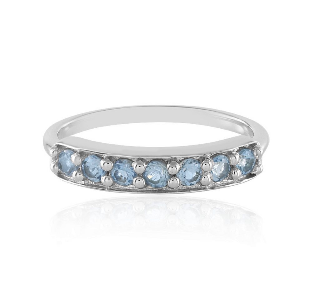 Cavill Silberring Cavill Ring Sterlingsilber platinb. mit 7 Aquamarinen 0,45 ct blau (1-tlg) von Cavill