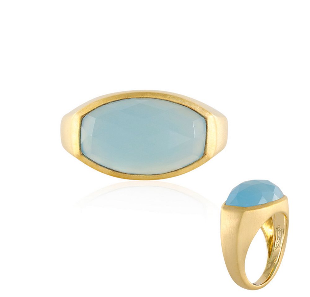 Cavill Solitärring Cavill Sterlingsilberring 6,39 ct Aqua-Chalzedon blau, vergoldet (1-tlg) von Cavill